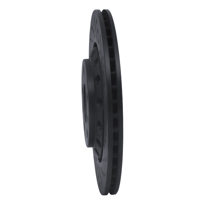 Audi A8 Brake Rotor (1) - Rear Right - R1 Concepts - Drilled & Slotted - Black - `04-`10